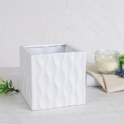 Кашпо-ваза 13см 3023-1W куб фото 1